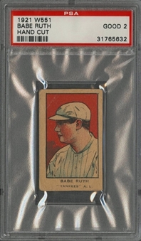 1921 W551 Babe Ruth Hand Cut Strip Card - PSA GOOD 2